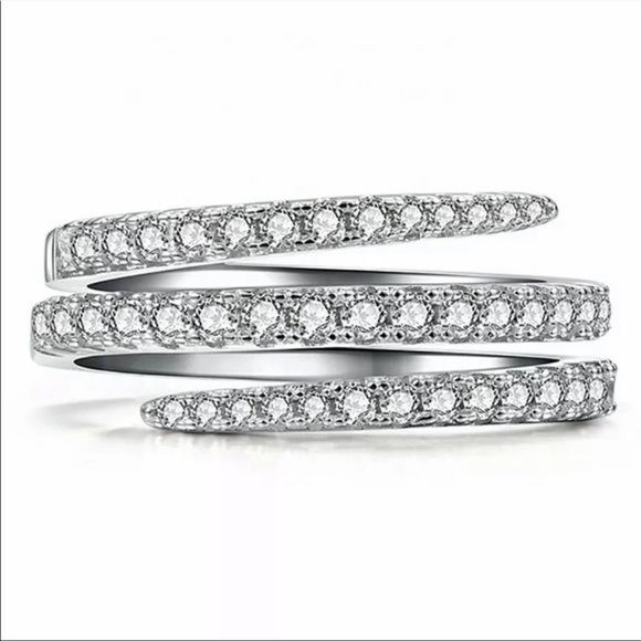 3 LAYER 925 STERLING SILVER DIAMOND RING - Picture 5 of 5